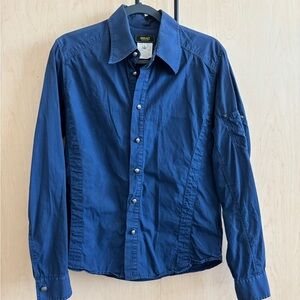 Versace Indigo Casual Button-Up Shirt